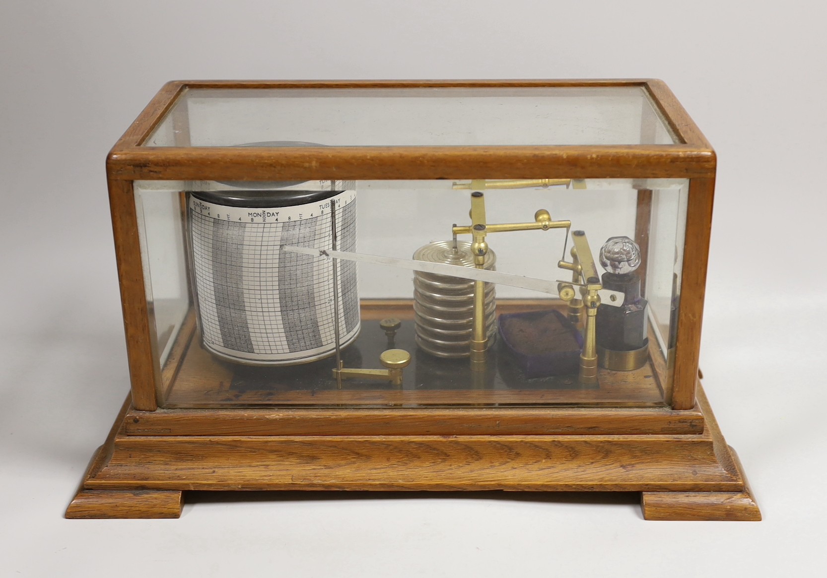 An oak cased barograph